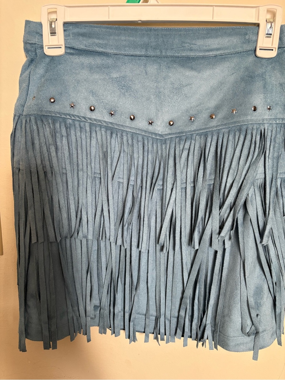 New Rock & Roll Blue Fringe Suede Mini Skirt  size XS